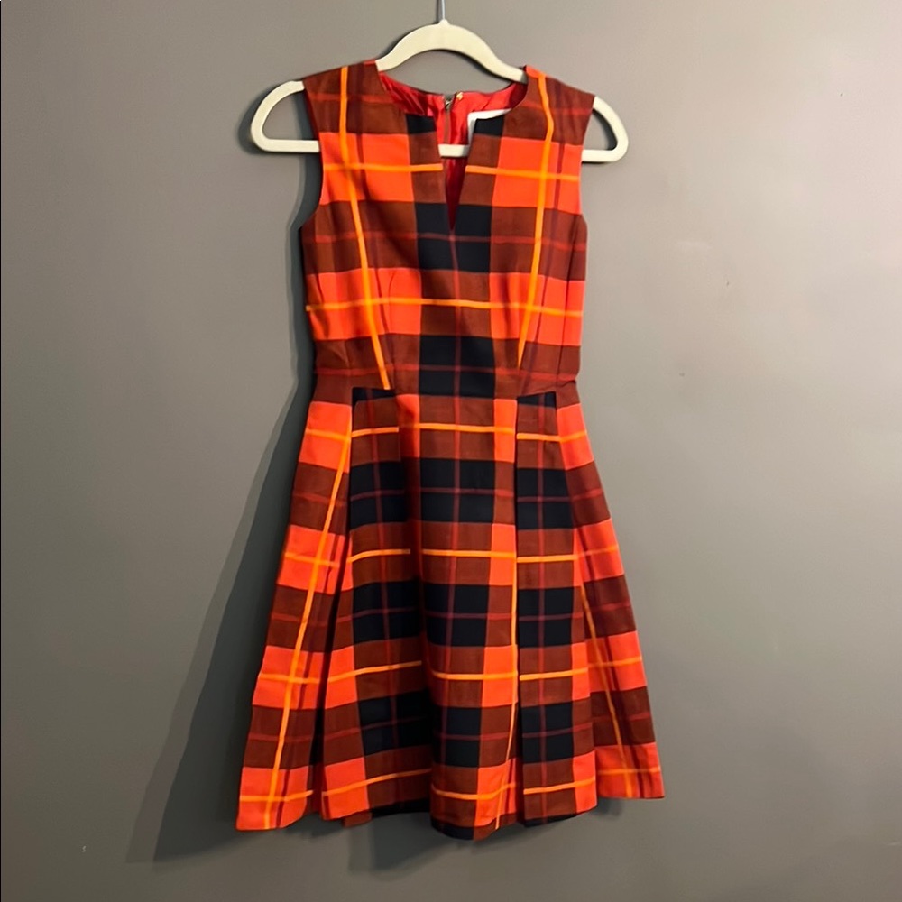 Kate Spade Woodland Plaid Red and Black Pleated Mini Dress
